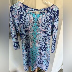 Lilly Pulitzer Vibrant Blue and Pink Long Sleeve Dress